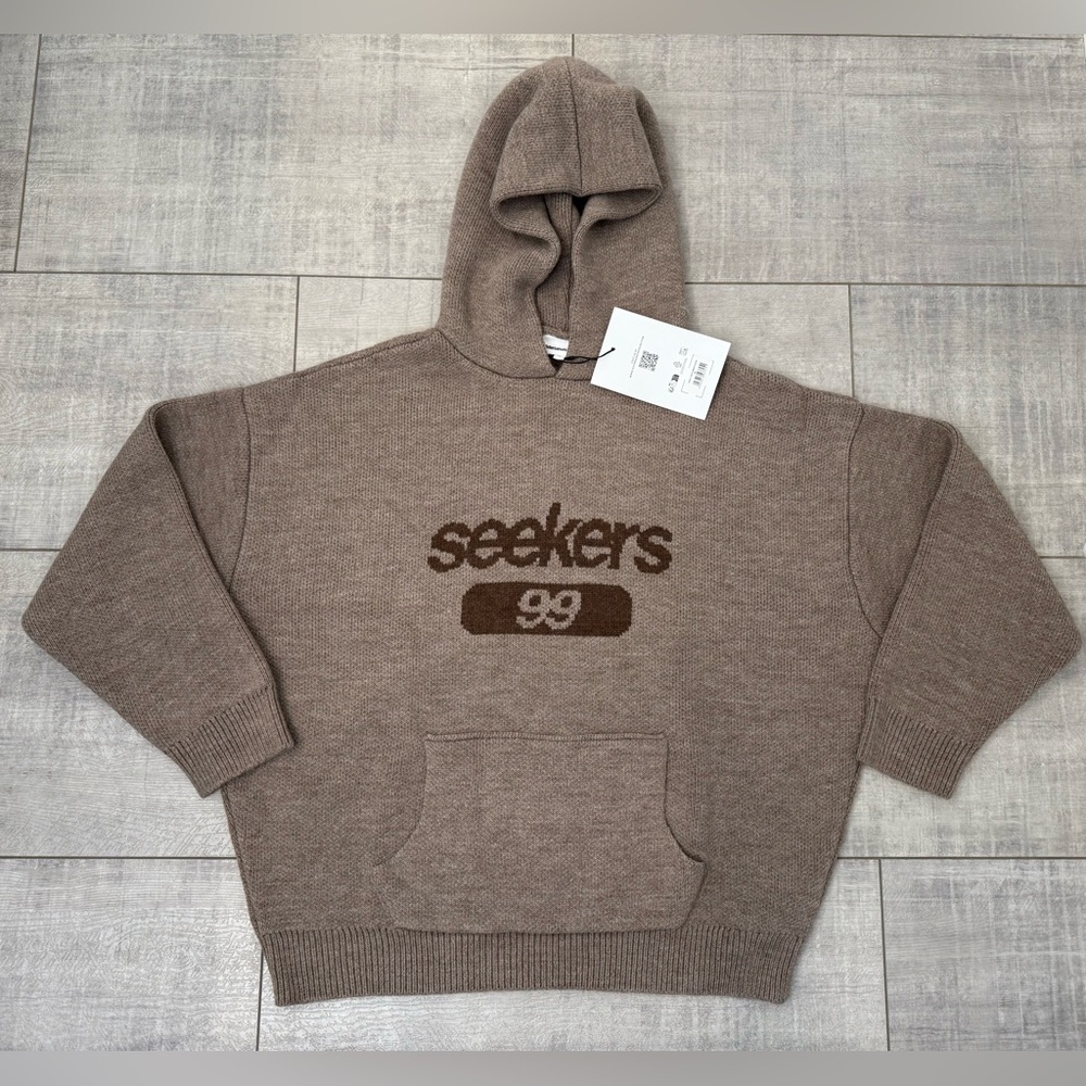 NWT Sisters And Seekers 99 Heavyweight Knit Hoodie in Soft Brown Medium